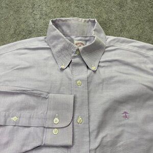 Brooks Brothers Oxford Shirt Men M Light Purple Solid OCBD Long Sleeve 46"
